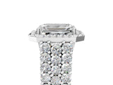 White gold Emerald Cut Halo Pavé Diamond Engagement Ring with Split Shank and Four-Prong Setting_9