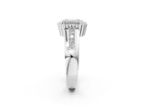 White gold Emerald Cut Halo Pave Band Four-Prong Ring_76