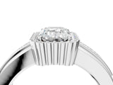 White gold Emerald Cut Halo Pave Band Four-Prong Ring_78