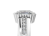 White gold Emerald Cut Halo Pave Band Four-Prong Ring_79