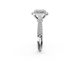 White gold Emerald Cut Halo Pave Band Four-Prong Setting Ring_39
