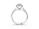 White gold Emerald Cut Halo Pave Band Four-Prong Setting Ring_40