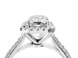 White gold Emerald Cut Halo Pave Band Four-Prong Setting Ring_41