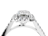 White gold Emerald Cut Halo Pave Diamond Engagement Ring with Four-Prong Setting_12