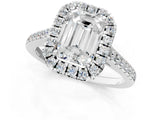 White gold Emerald Cut Halo Pave Diamond Engagement Ring with Four-Prong Setting_9