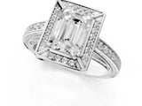 White gold Emerald Cut Halo Pave Split Shank Prong Setting Ring_62