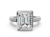 White gold Emerald Cut Halo Pave Split Shank Prong Setting Ring_62