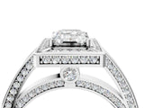 White gold Emerald Cut Halo Pave Split Shank Prong Setting Ring_65