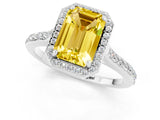 White gold Emerald Cut Halo Round Diamond Pavé Band with Four-Prong Setting_1