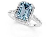 White gold Emerald Cut Halo Round Diamond Pavé Band with Four-Prong Setting_1