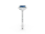 White gold Emerald Cut Halo Round Diamond Pavé Band with Four-Prong Setting_2