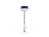 White gold Emerald Cut Halo Round Diamond Pavé Band with Four-Prong Setting_2