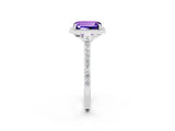 White gold Emerald Cut Halo Round Diamond Pavé Band with Four-Prong Setting_2