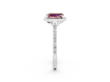 White gold Emerald Cut Halo Round Diamond Pavé Band with Four-Prong Setting_2