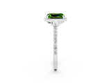 White gold Emerald Cut Halo Round Diamond Pavé Band with Four-Prong Setting_2