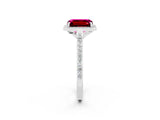 White gold Emerald Cut Halo Round Diamond Pavé Band with Four-Prong Setting_2