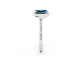 White gold Emerald Cut Halo Round Diamond Pavé Band with Four-Prong Setting_2