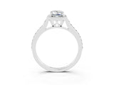 White gold Emerald Cut Halo Round Diamond Pavé Band with Four-Prong Setting_3