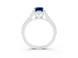 White gold Emerald Cut Halo Round Diamond Pavé Band with Four-Prong Setting_3