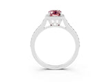 White gold Emerald Cut Halo Round Diamond Pavé Band with Four-Prong Setting_3