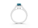 White gold Emerald Cut Halo Round Diamond Pavé Band with Four-Prong Setting_3