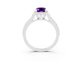 White gold Emerald Cut Halo Round Diamond Pavé Band with Four-Prong Setting_3