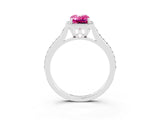 White gold Emerald Cut Halo Round Diamond Pavé Band with Four-Prong Setting_3
