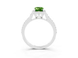 White gold Emerald Cut Halo Round Diamond Pavé Band with Four-Prong Setting_3