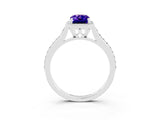 White gold Emerald Cut Halo Round Diamond Pavé Band with Four-Prong Setting_3