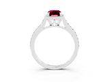 White gold Emerald Cut Halo Round Diamond Pavé Band with Four-Prong Setting_3