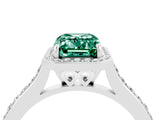 White gold Emerald Cut Halo Round Diamond Pavé Band with Four-Prong Setting_4