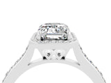 White gold Emerald Cut Halo Round Diamond Pavé Band with Four-Prong Setting_4