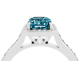 White gold Emerald Cut Halo Round Diamond Pavé Band with Four-Prong Setting_4