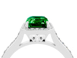 White gold Emerald Cut Halo Round Diamond Pavé Band with Four-Prong Setting_4