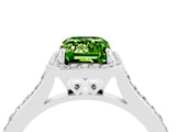 White gold Emerald Cut Halo Round Diamond Pavé Band with Four-Prong Setting_4