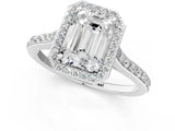 White gold Emerald Cut Halo Round Diamond Pavé Band with Four-Prong Setting_4