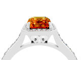 White gold Emerald Cut Halo Round Diamond Pavé Band with Four-Prong Setting_4