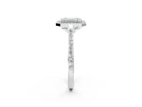White gold Emerald Cut Halo Round Diamond Pavé Band with Four-Prong Setting_5