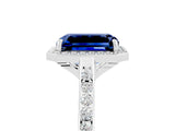 White gold Emerald Cut Halo Round Diamond Pavé Band with Four-Prong Setting_5