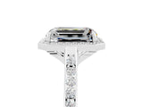 White gold Emerald Cut Halo Round Diamond Pavé Band with Four-Prong Setting_5