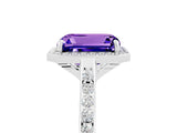 White gold Emerald Cut Halo Round Diamond Pavé Band with Four-Prong Setting_5