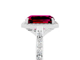 White gold Emerald Cut Halo Round Diamond Pavé Band with Four-Prong Setting_5