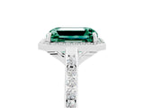 White gold Emerald Cut Halo Round Diamond Pavé Band with Four-Prong Setting_5