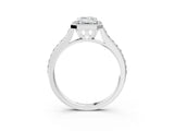White gold Emerald Cut Halo Round Diamond Pavé Band with Four-Prong Setting_6
