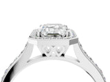 White gold Emerald Cut Halo Round Diamond Pavé Band with Four-Prong Setting_7