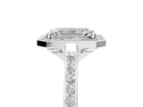 White gold Emerald Cut Halo Round Diamond Pavé Band with Four-Prong Setting_8