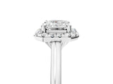 White gold Emerald Cut Halo Round Diamond Solitaire Engagement Ring with Pave Band and Four-Prong Setting_12