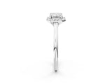 White gold Emerald Cut Halo Round Diamond Solitaire Engagement Ring with Pave Band and Four-Prong Setting_9
