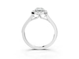 White gold Emerald Cut Halo Round Diamond Solitaire Ring with Pavé Band and Four-Prong Setting_3