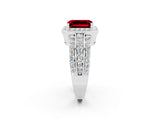 White gold Emerald Cut Halo Ruby Ring with Round  Split Shank and Prong Setting_14